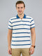 Men White Stripe Polo Collar Half Sleeve T-Shirt