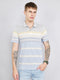 Men Grey Stripe Collar Half Sleeve T-Shirt