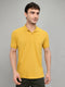 Men Yellow Stripe Collar Half Sleeve T-Shirt