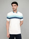 Men White Stripe Collar Half Sleeve T-Shirt