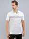 Men White Printed Polo Collar Half Sleeve T-Shirt