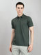 Men Dark Green Solid Collar Half Sleeve T-Shirt