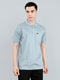 Men Blue Printed Collar Half Sleeve T-Shirt