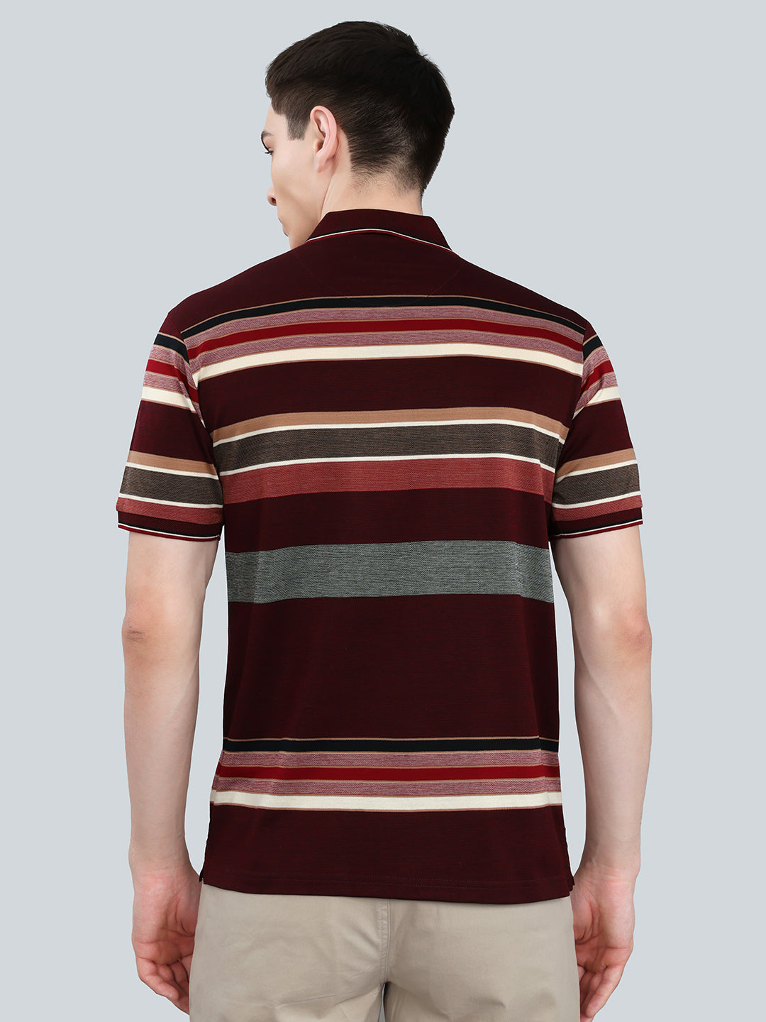 Luxuria Men Maroon Printed Collar Half Sleeve T-Shirt