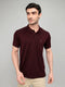 Luxuria Men Maroon Solid Collar Half Sleeve T-Shirt