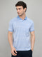 Luxuria Men Sky Blue Printed Collar Half Sleeve T-Shirt