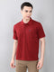 Men Maroon Stripe Collar Half Sleeve T-Shirt
