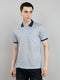 Men Blue Printed Collar Half Sleeve T-Shirt