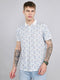 Men White Printed Collar Half Sleeve T-Shirt