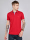 Men Red Solid Collar Half Sleeve T-Shirt