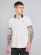 Men White Solid Collar Half Sleeve T-Shirt