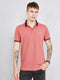 Men Rust Solid Collar Half Sleeve T-Shirt
