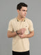 Men Beige Geometric Polo Collar Half Sleeve T-Shirt