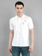Men White Solid Collar Half Sleeve T-Shirt