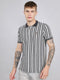 Men Black Stripe Collar Half Sleeve T-Shirt