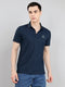 Men Navy Blue Solid Collar Half Sleeve T-Shirt