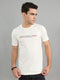 Men White Printed Round Neck Half Sleeve T-Shirt