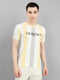 Men Yellow Stripe Round Neck Half Sleeve T-Shirt
