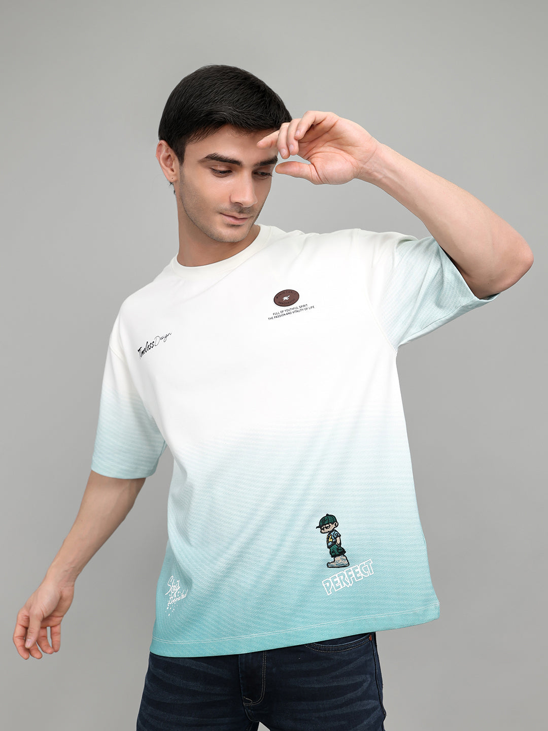 Men Off White Solid Round Neck Half Sleeve T-Shirt