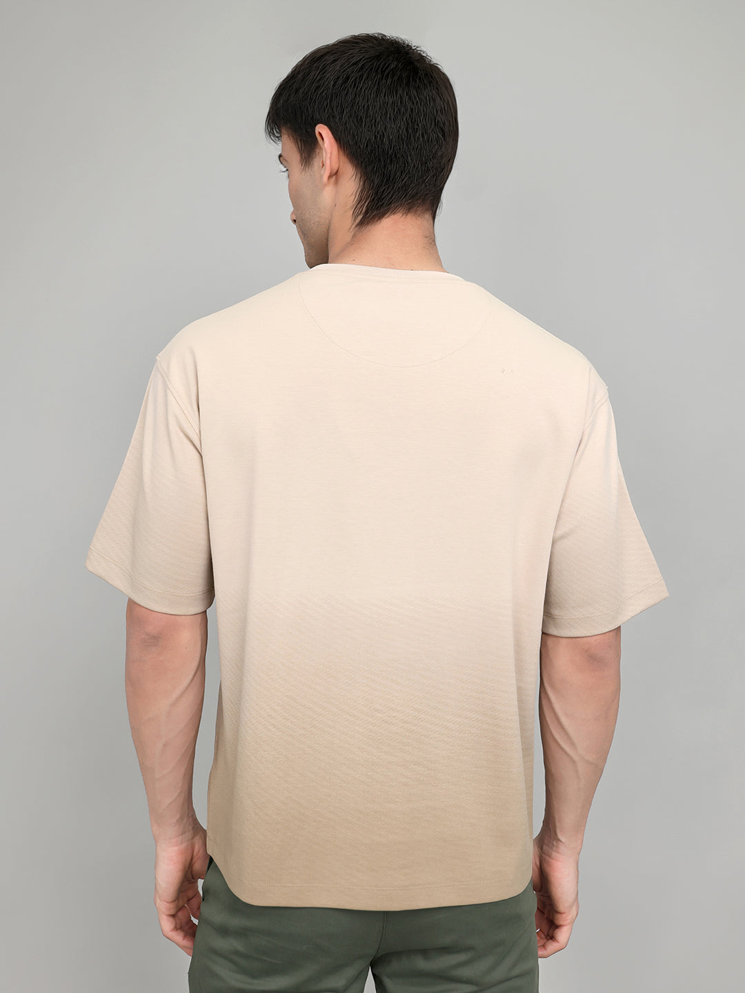 Men Camel Brown Solid Round Neck Half Sleeve T-Shirt