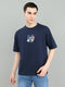 Men Navy Blue Solid Round Neck Half Sleeve T-Shirt