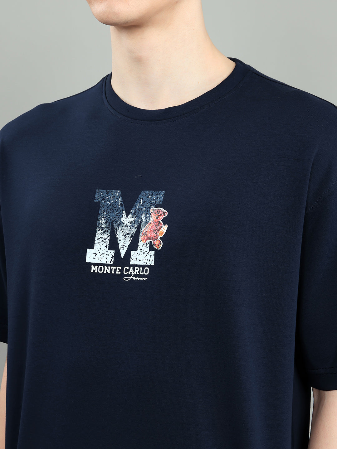 Men Navy Blue Solid Round Neck Half Sleeve T-Shirt