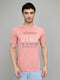 Men Pink Printed Round Neck Half Sleeve T-Shirt