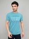 Men Blue Printed Round Neck Half Sleeve T-Shirt