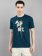 Men Blue Typography Print Round Neck Half Sleeve T-Shirt