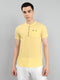 Men Yellow Solid Henley Neck Half Sleeve Kurta