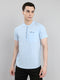 Men Sky Blue Solid Henley Neck Half Sleeve Kurta