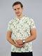 Men Green Solid Henley Neck Half Sleeve T-Shirt