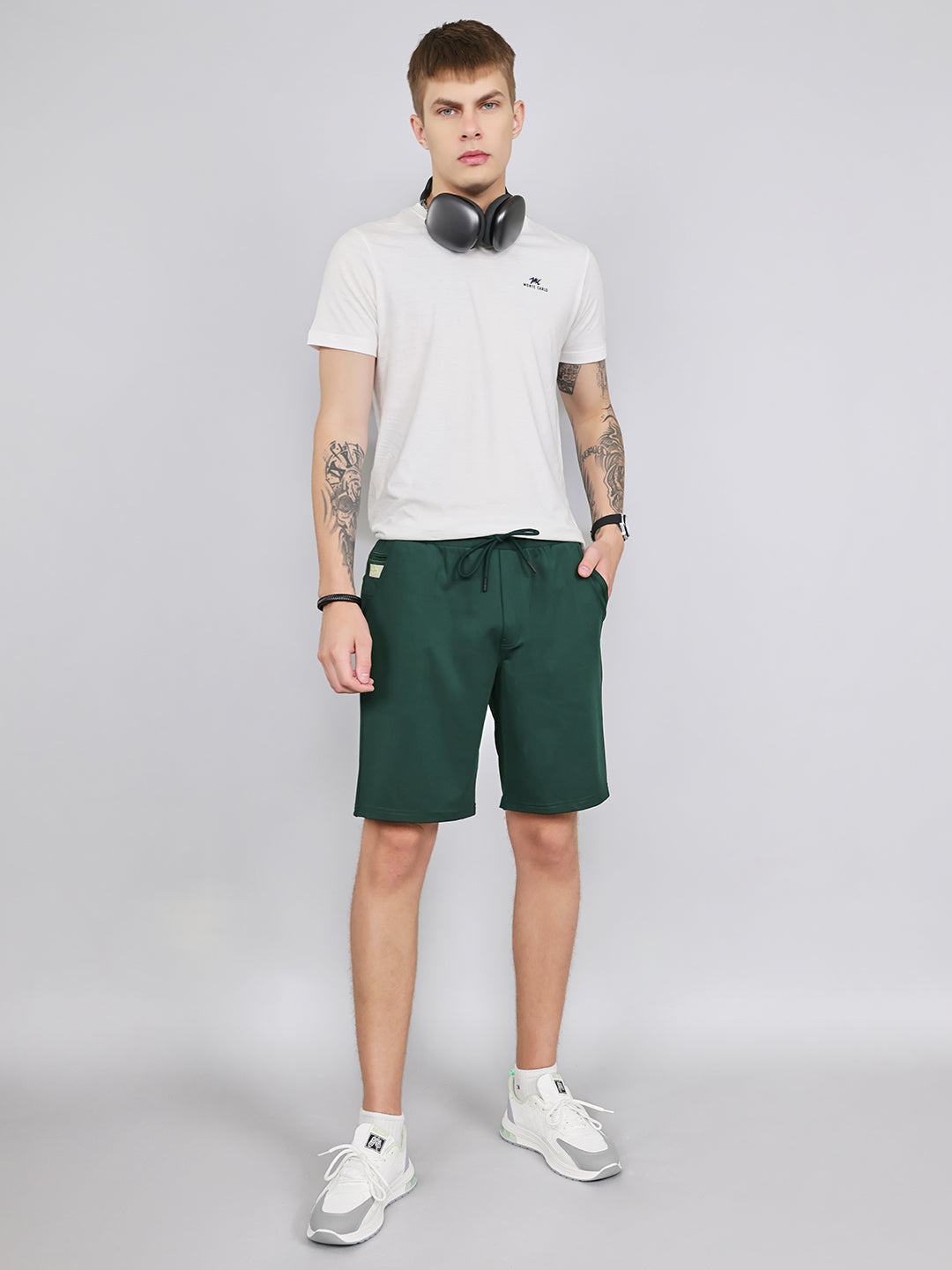 Men Green Plain Smart Fit Bermuda