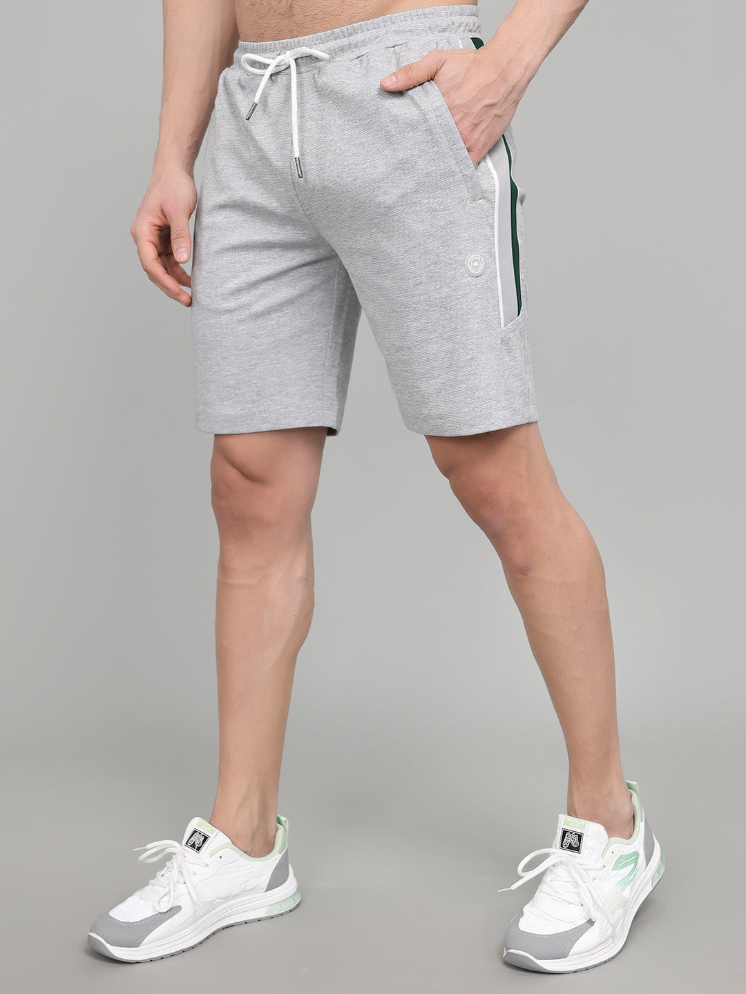 Men Grey Solid Slim Fit Bermuda