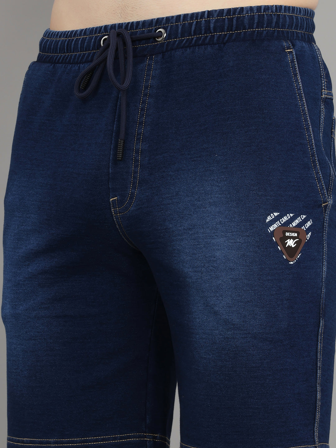 Men Blue Solid Regular Fit Bermuda