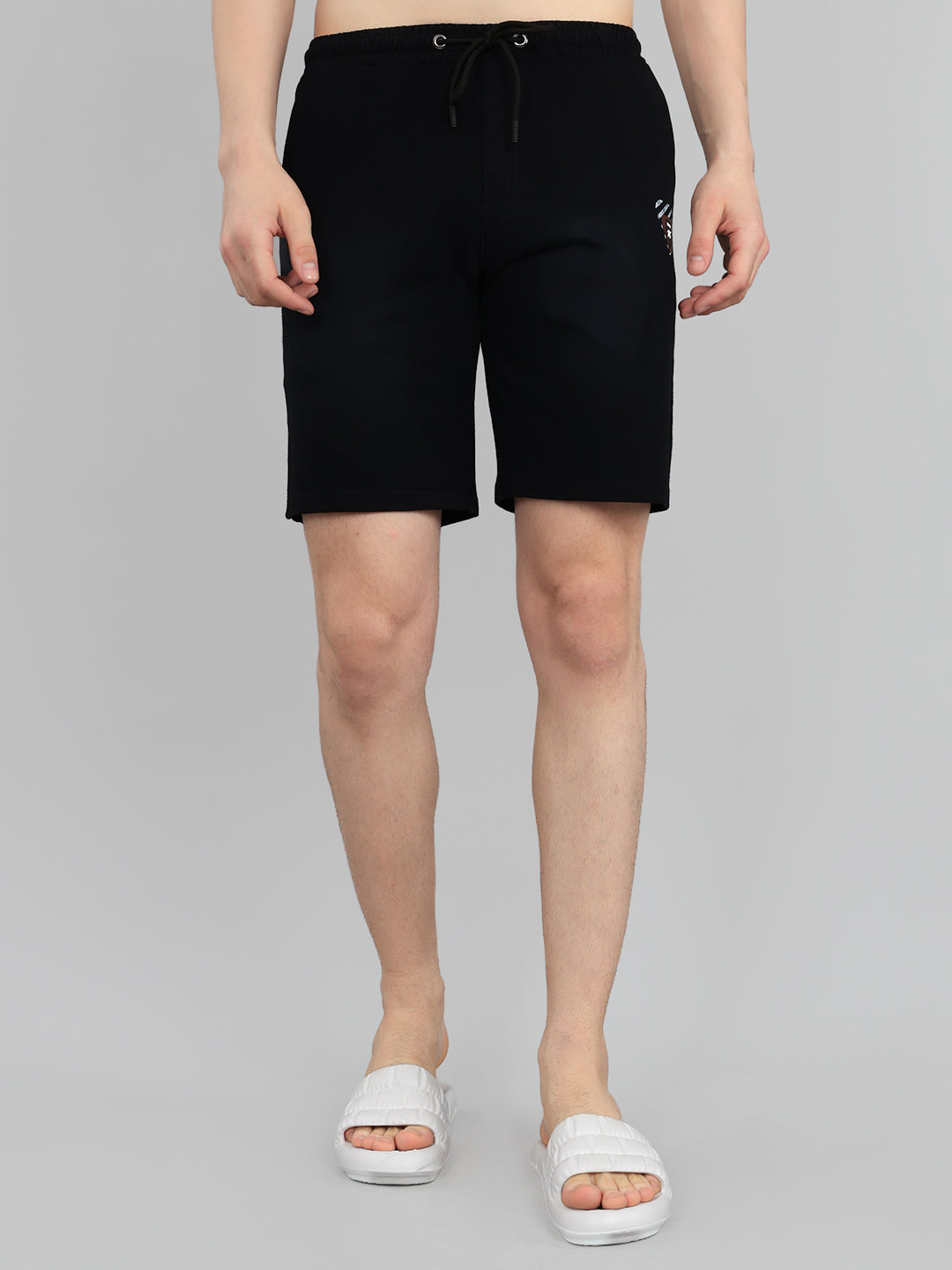 Men Black Solid Regular Fit Bermuda