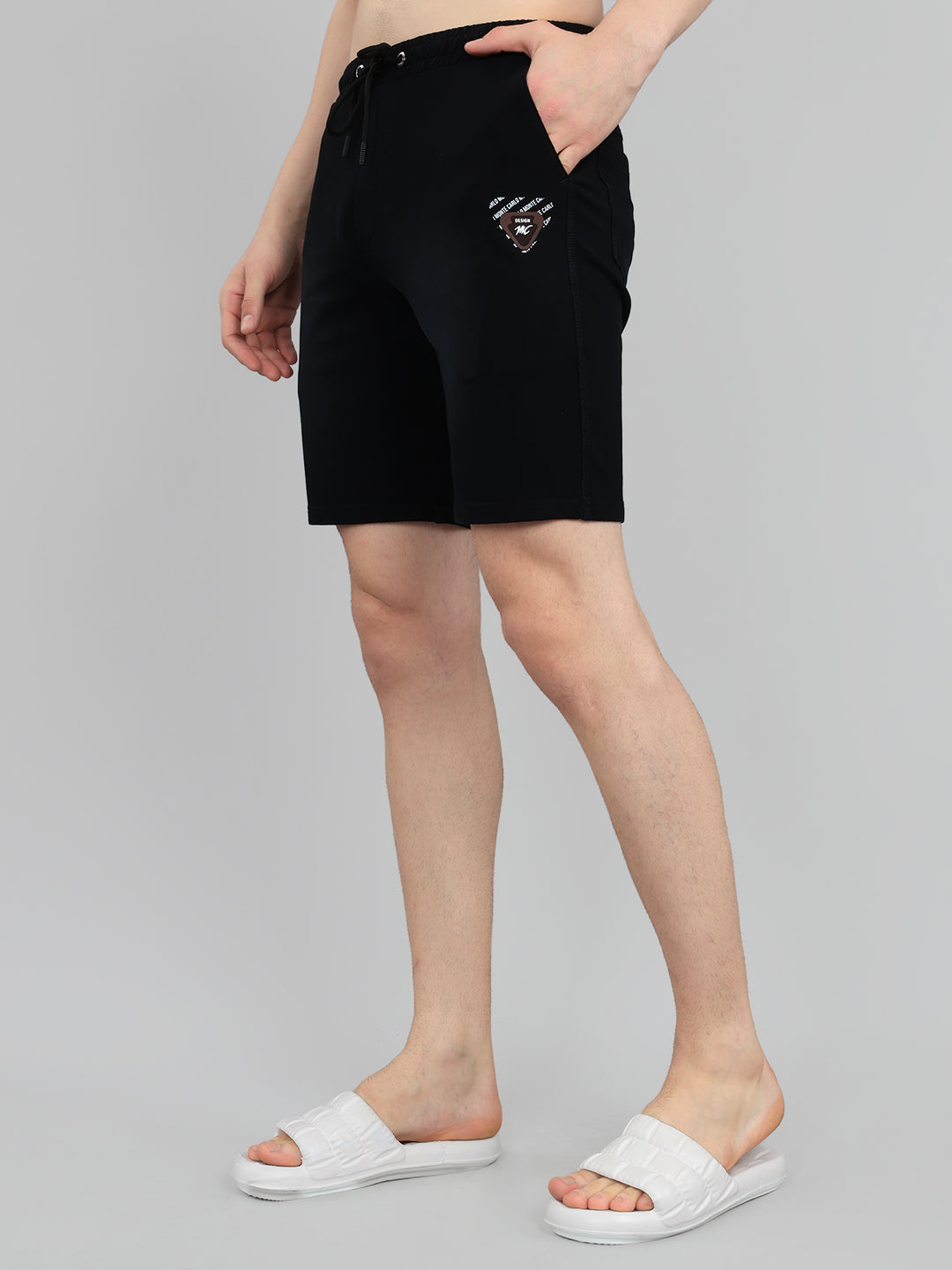 Men Black Solid Regular Fit Bermuda