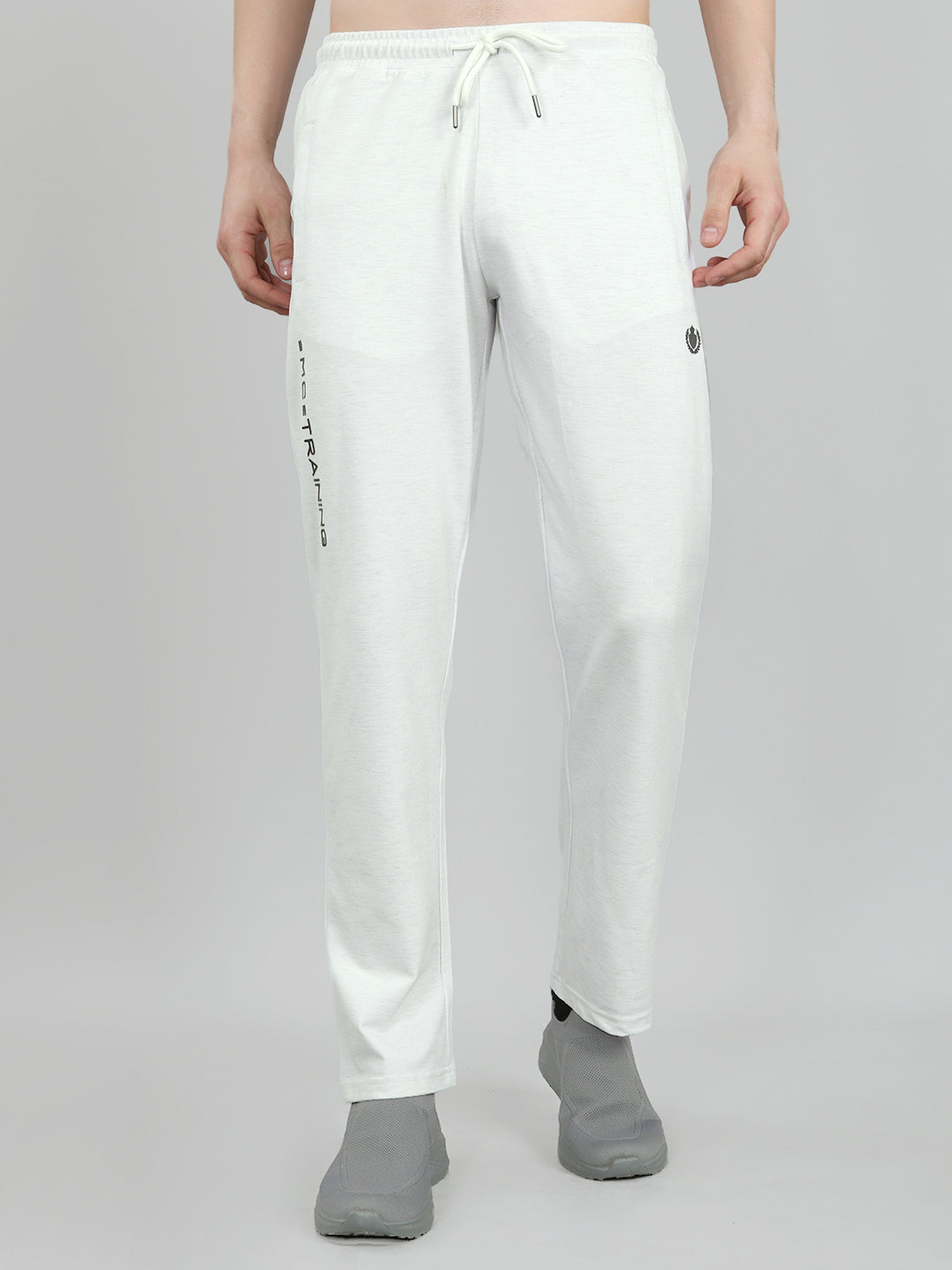 Men Off White Solid Regular Fit Lower