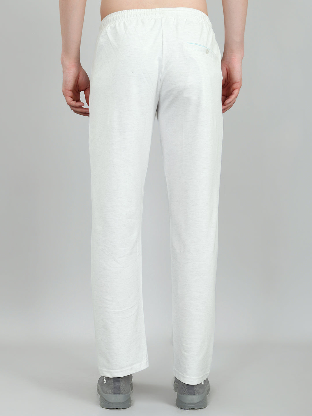 Men Off White Solid Regular Fit Lower
