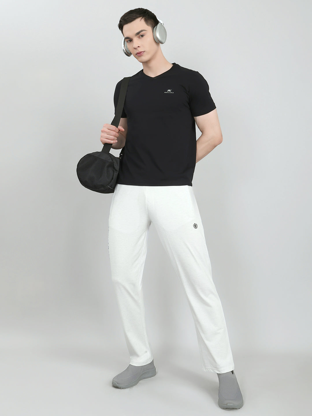 Men Off White Solid Regular Fit Lower