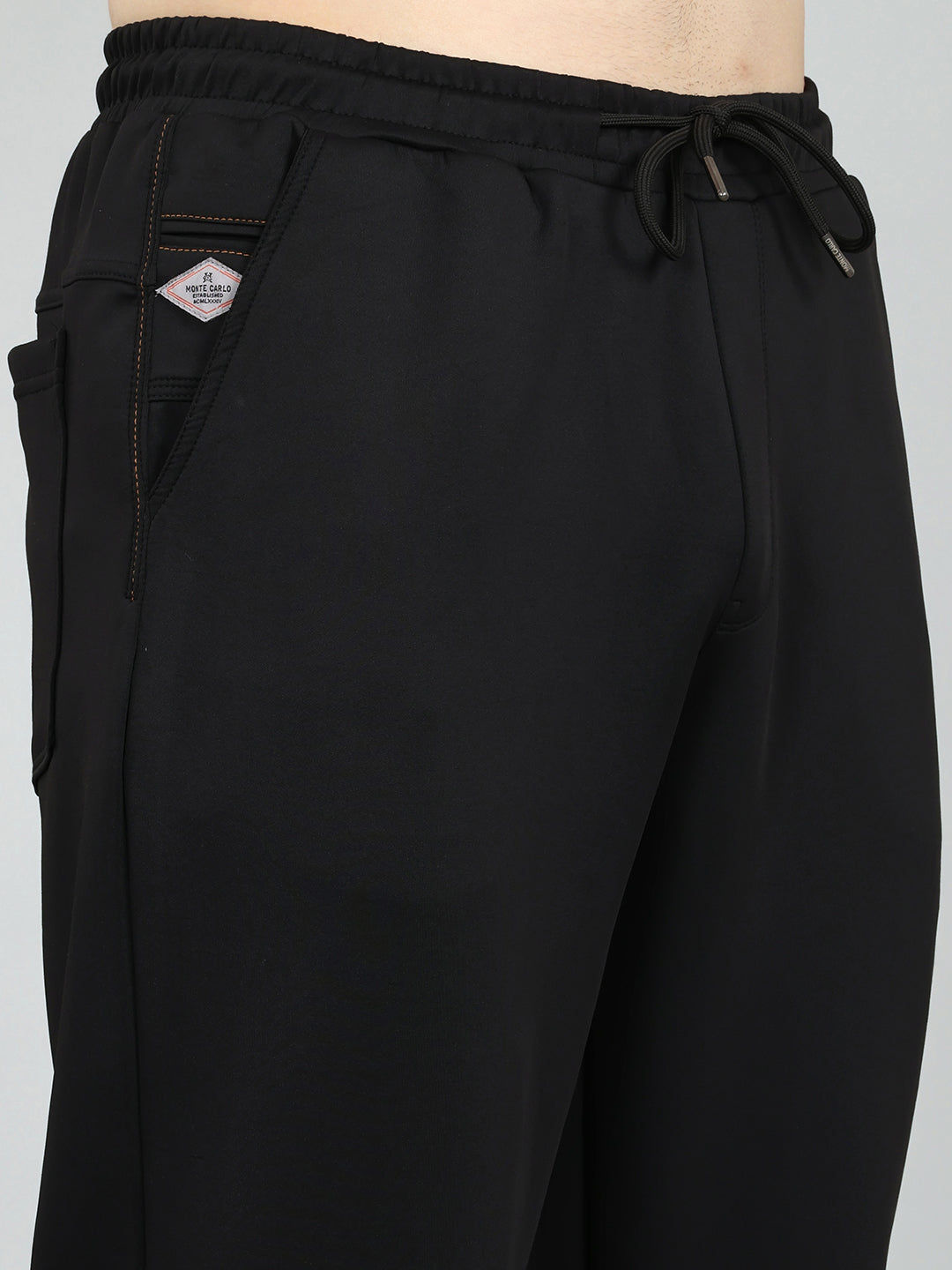 Men Black Solid Regular Fit Lower