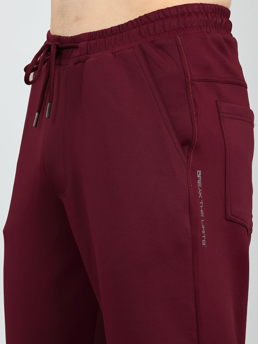 Men Maroon Solid Regular Fit Lower