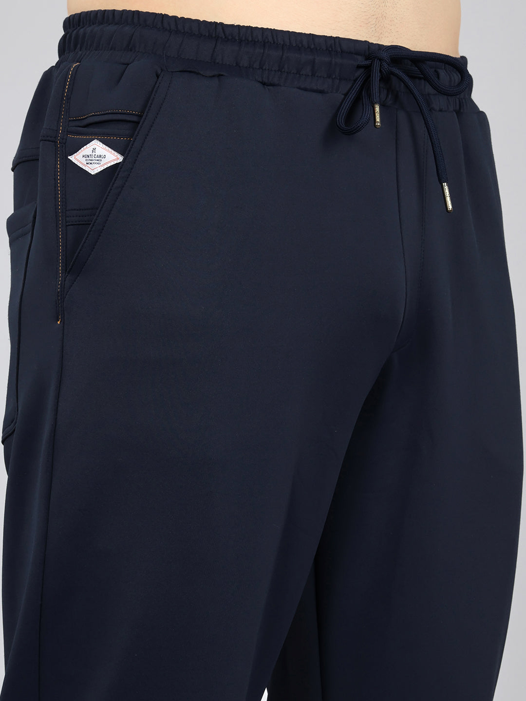 Men Navy Blue Solid Regular Fit Lower