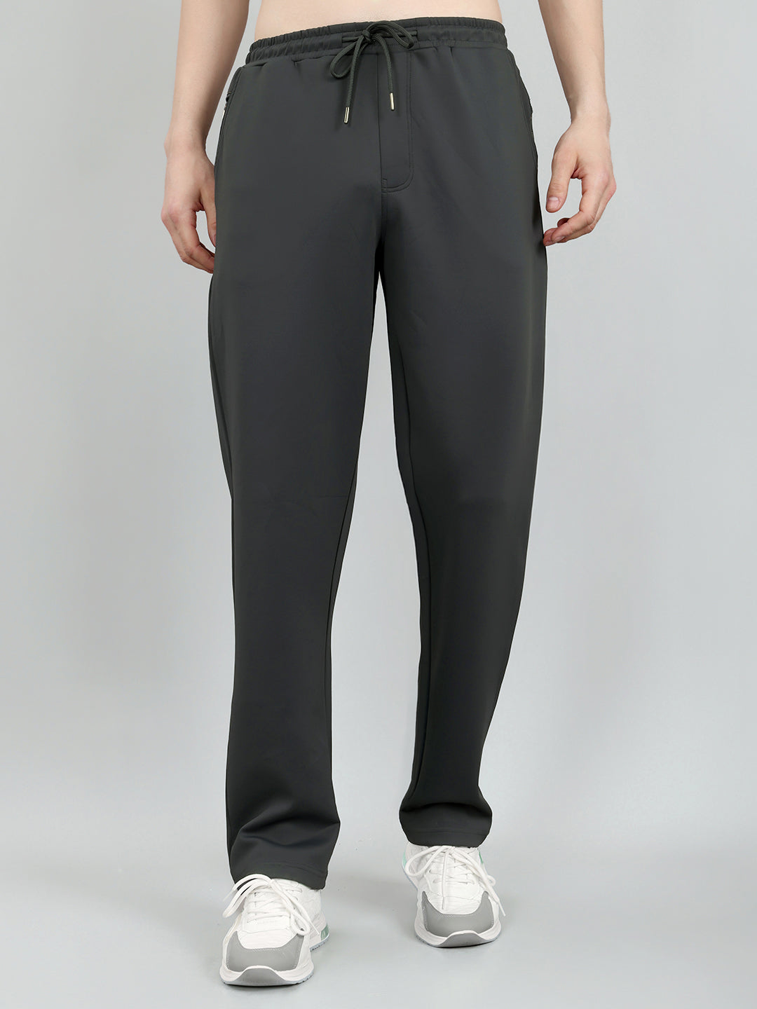 Men Grey Solid Regular Fit Lower