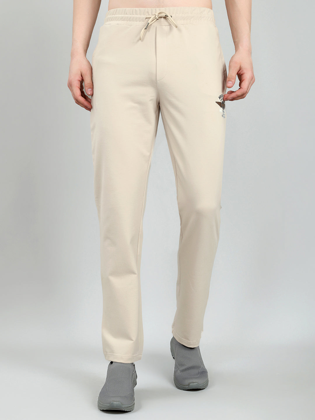 Men Beige Solid Regular Fit Lower