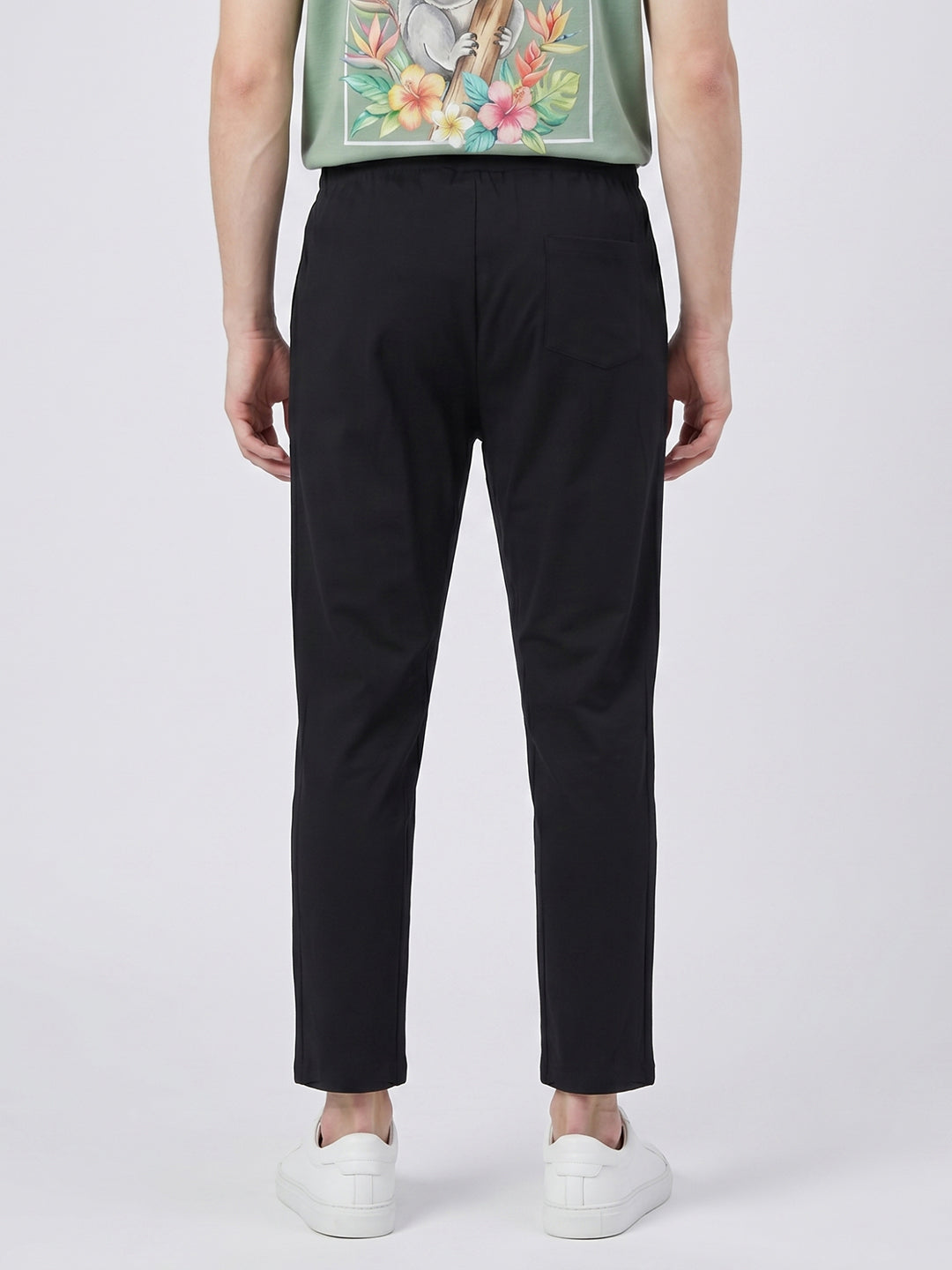 Men Black Solid Regular Fit Lower