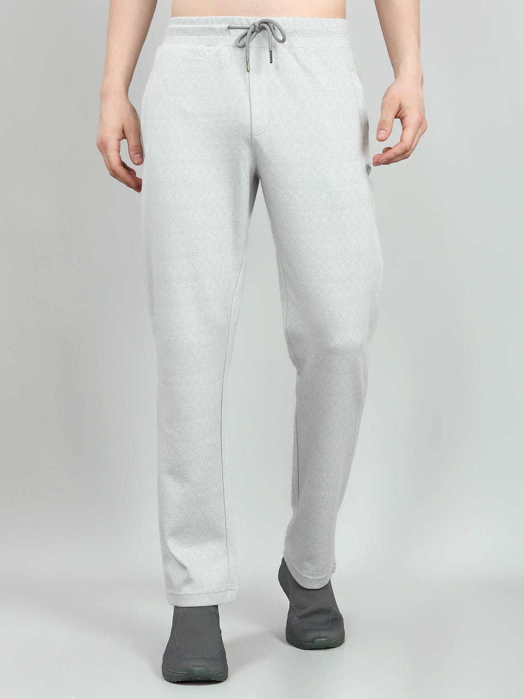 Men Grey Self Design Regular Fit Lower