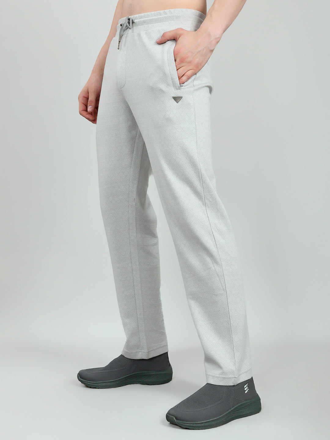 Men Grey Self Design Regular Fit Lower