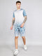 Men Blue Printed Regular Fit Bermuda Set