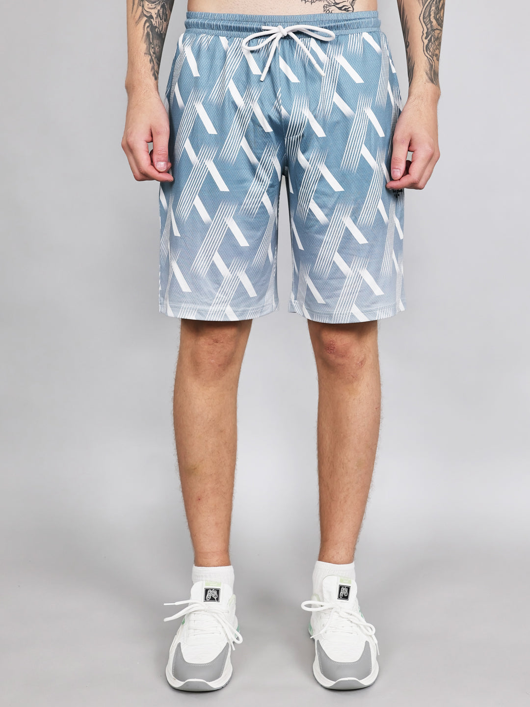 Men Blue Printed Regular Fit Bermuda Set